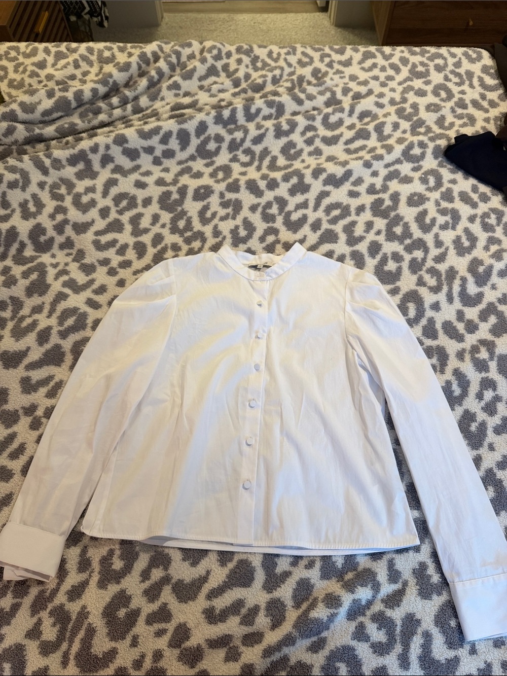 Madewell White Button-Front Shirt with Mandarin Collar